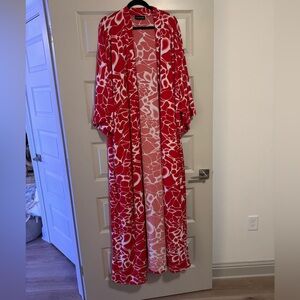 Steffany Allen Limited Red and White Duster